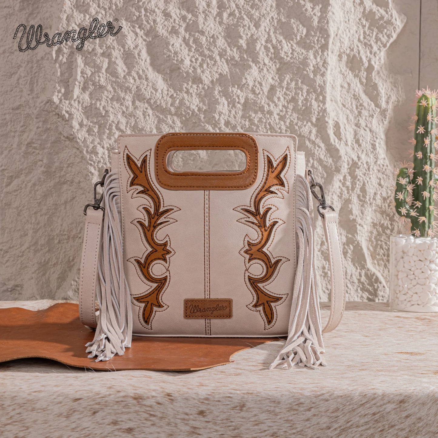 Wrangler Top Handle Boot Scroll Fringe Tote/Crossbody