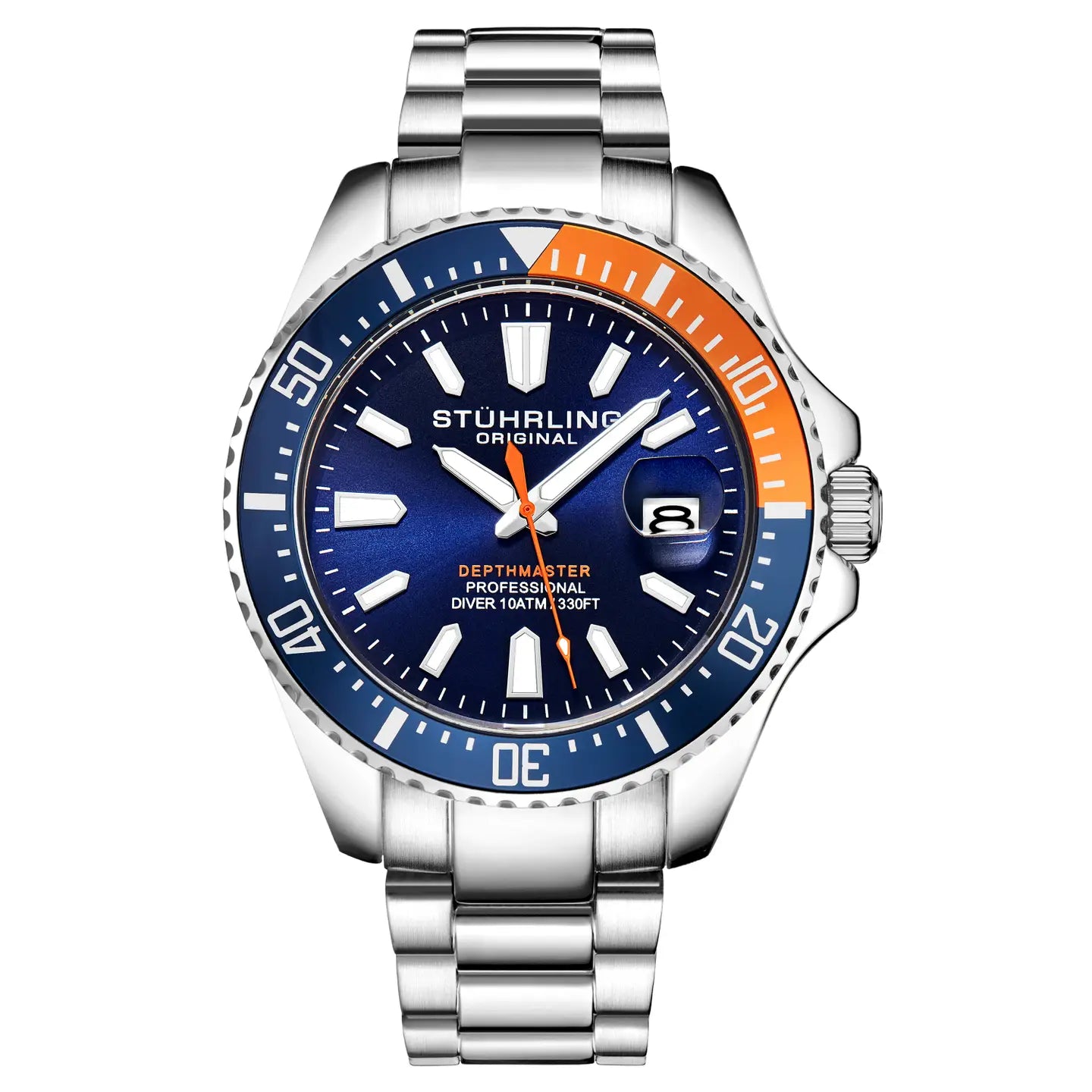 Depthmaster Quartz 42mm Wrist Watch - Blue and Orange Bezel